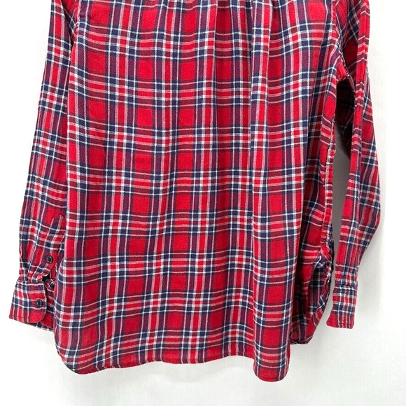 Denim Supply Ralph Lauren Plaid Shirt Red Blue Womens XS Linen Old Money Preppy - Picture 7 of 10